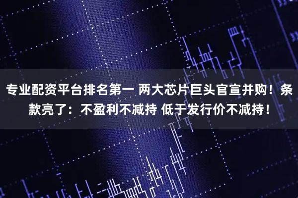 专业配资平台排名第一 两大芯片巨头官宣并购！条款亮了：不盈利不减持 低于发行价不减持！